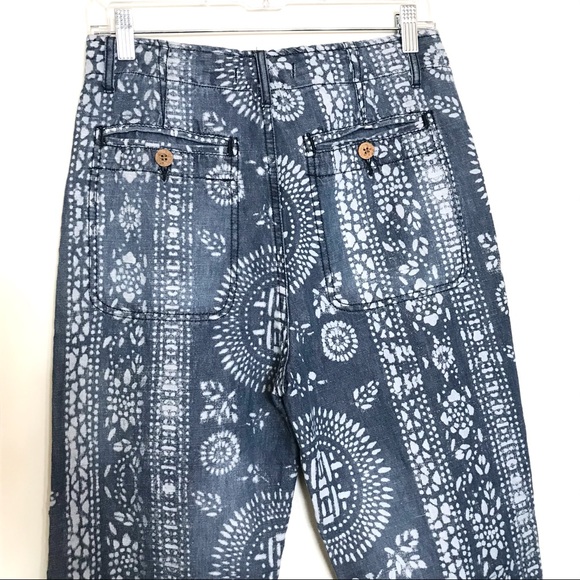 FREE PEOPLE Island Vibes Print Linen Trousers - Picture 8 of 10